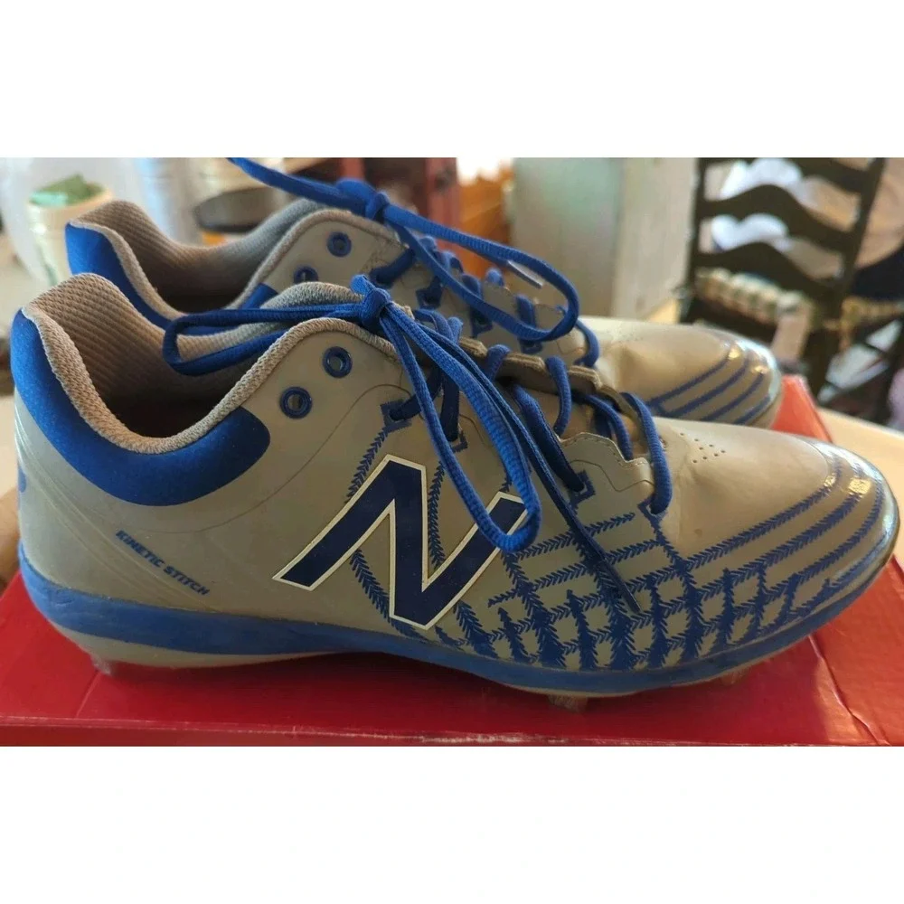 New Balance Baseball Cleats Men's Gray &‎ Blue Pre-Owned Size 12.5